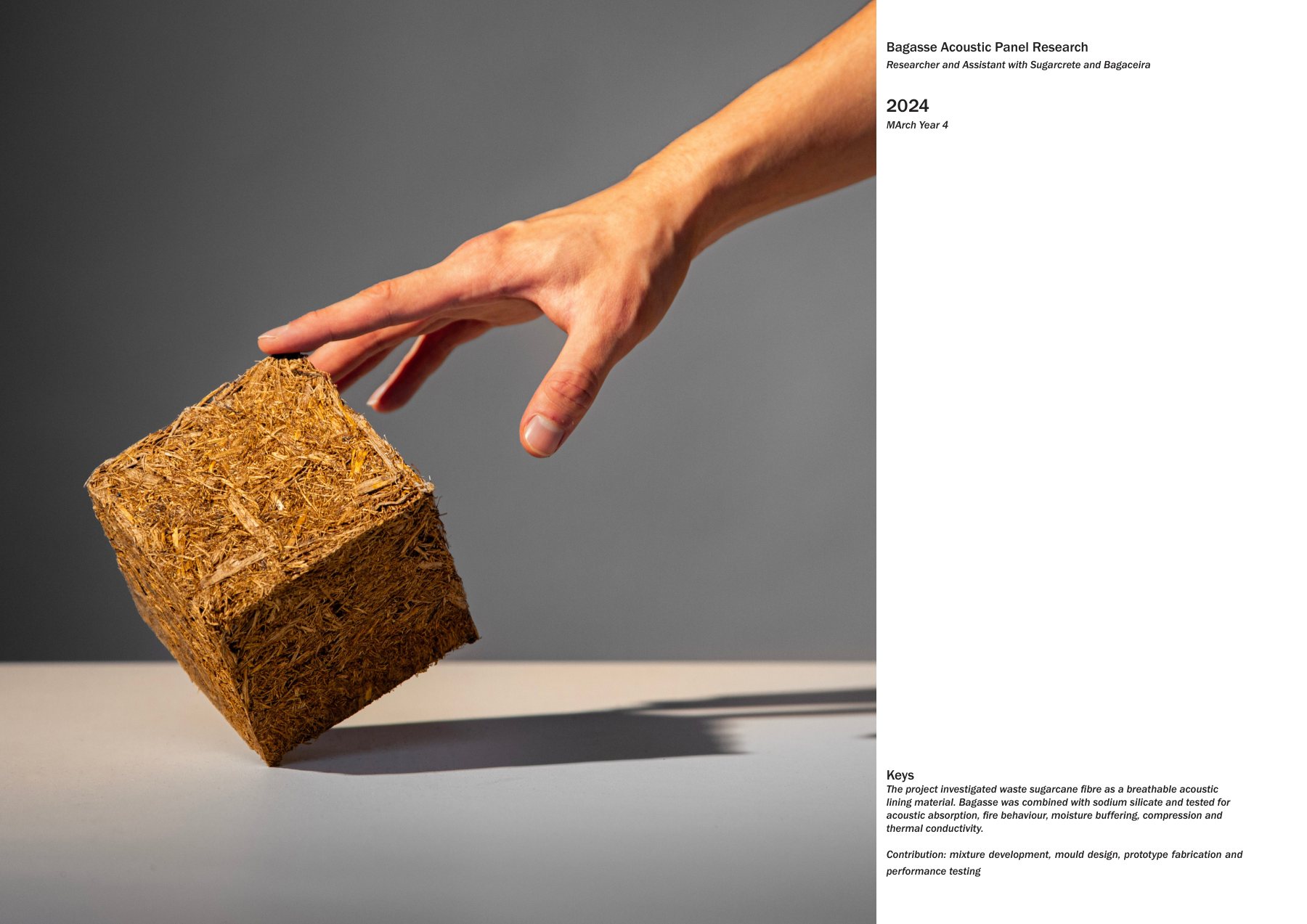 Bagasse Acoustic Panel Research portfolio board 15